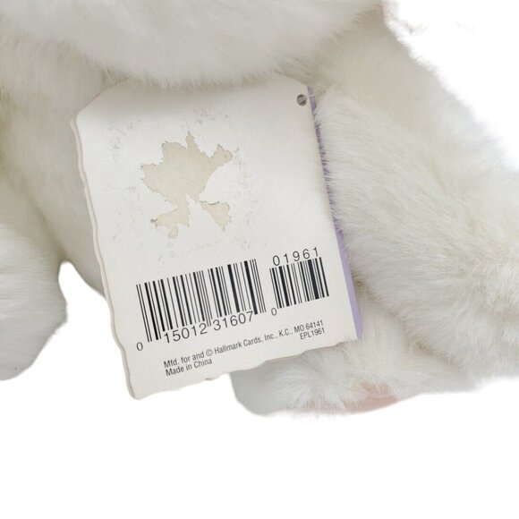 Hallmark Cards White Easter Bunny Rabbit Plush Stuffed Animal Straw Hat 12" VTG - Picture 4 of 8